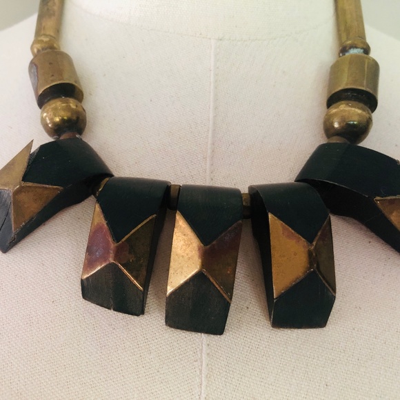 Wood Metal Copper Tone Necklace - Picture 4 of 5